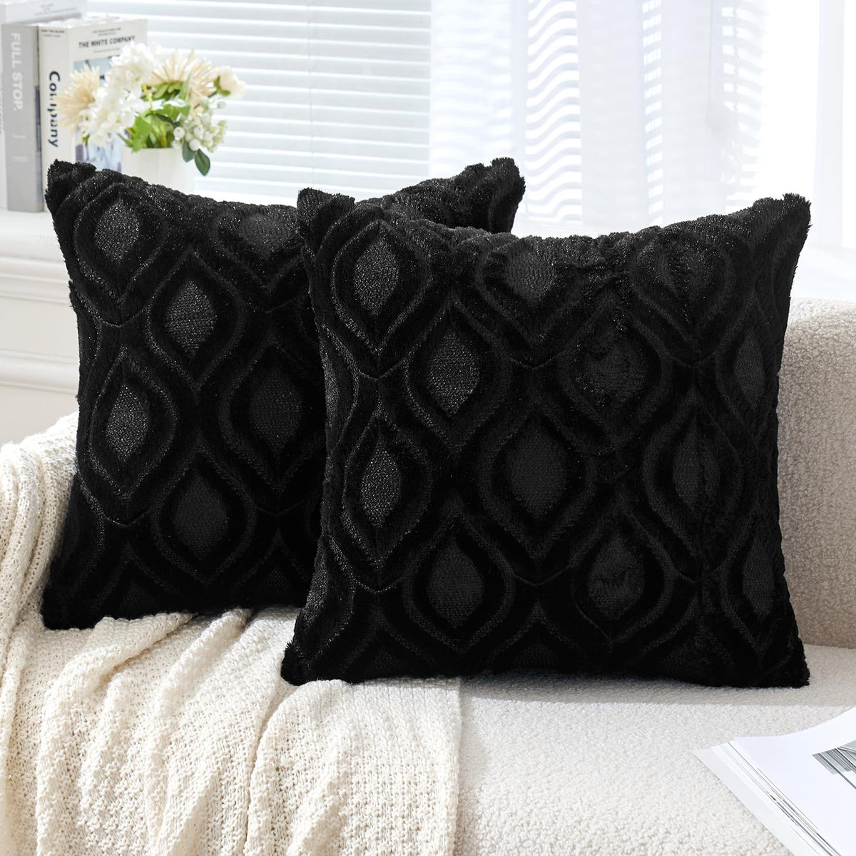 MIULEE Fall Mustard Yellow Soft Plush Faux Wool Throw Pillow Covers 18x18