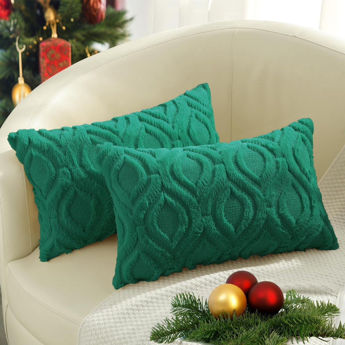 decorUhome Faux Fur Plush Soft Rust Throw Pillow Covers 18x18 Set of 2