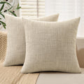 MIULEE Burlap Linen Throw Pillow Covers 18x18 Inch Set of 2 Light Blue