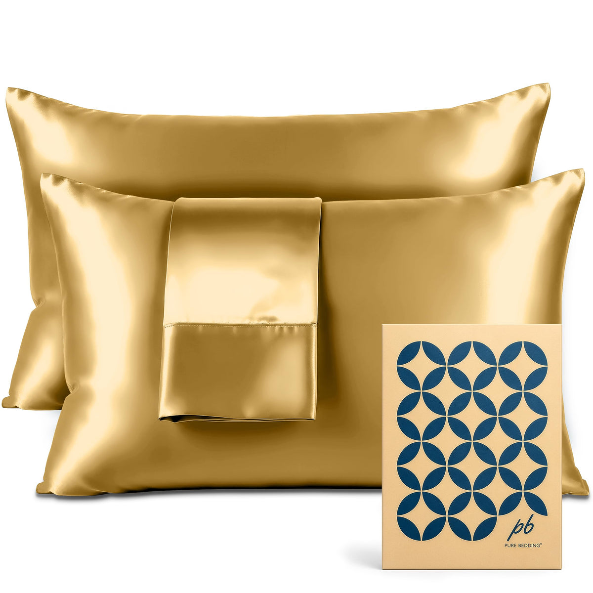 Pure Bedding Satin Pillowcase 2 Pack - Queen Size (20"x30", Black) - Silky Pillow Cases for Hair and Skin - Satin Pillow Covers with Envelope Closure - Extra Soft Premium Microfiber