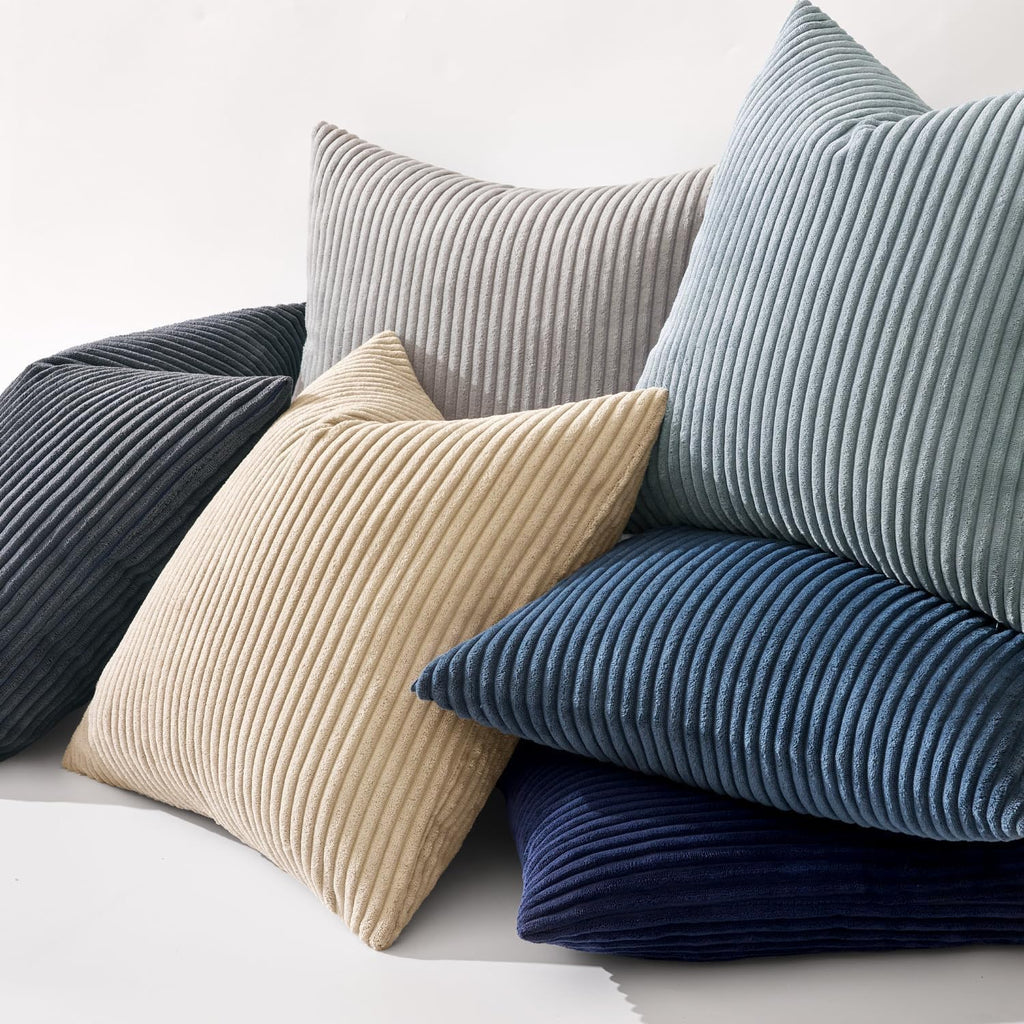 MIULEE Decorative Corduroy Throw Pillow Covers Set of 2 18x18 Dusty Blue