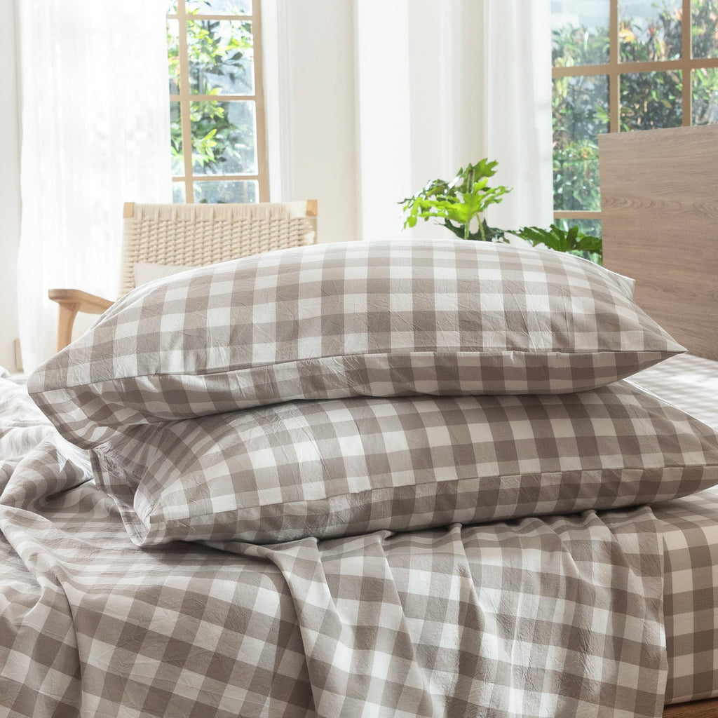 MOOMEE Pillowcase Set of 2 100% Washed Cotton Linen-Like Standard