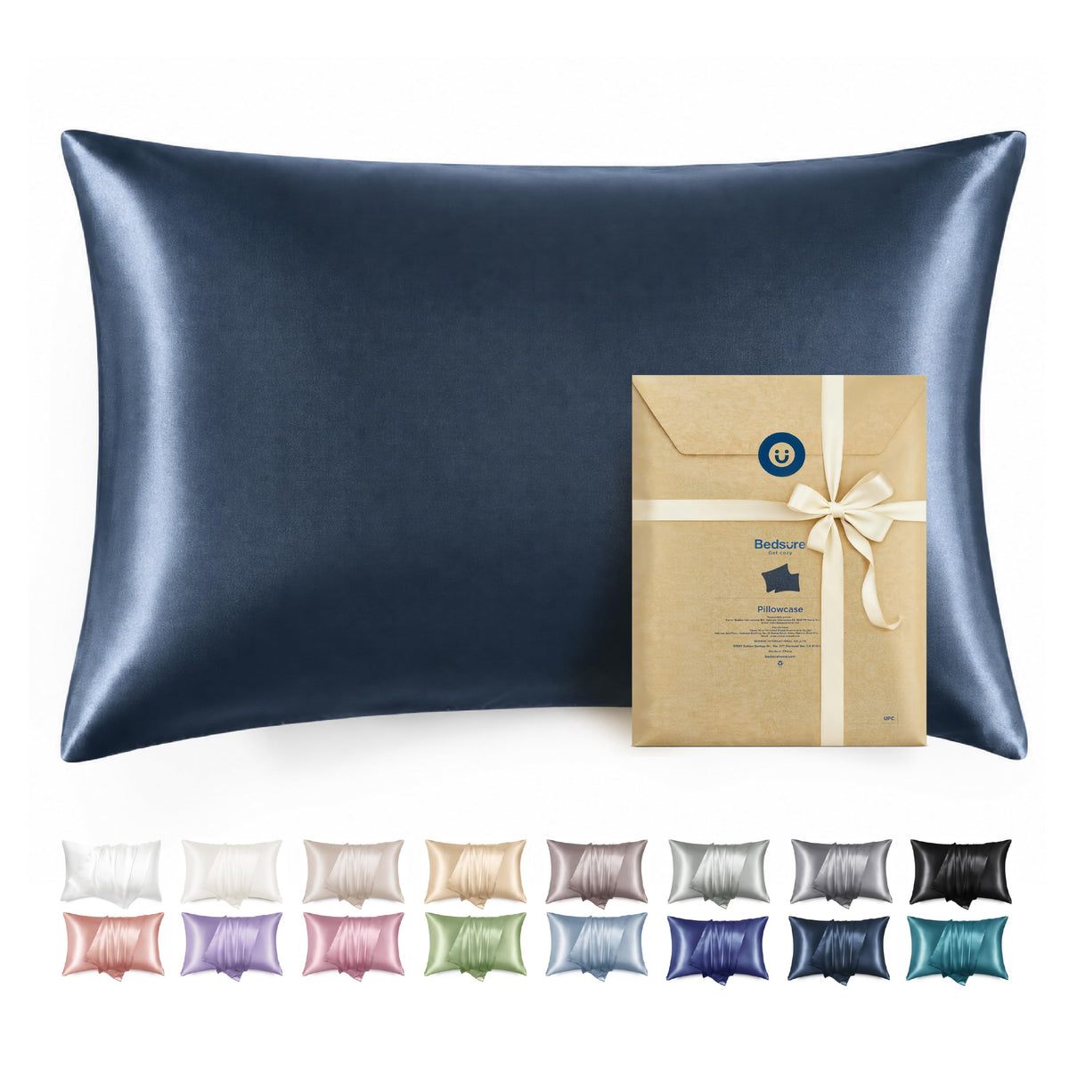 Bedsure Satin Pillowcase with Zipper, Similar to Silk Pillow Cases 2 Pack, Beige Standard Size Satin Pillow Case, Silky & Soft Pillow Covers, Valentines Day Gifts for Women Men, 20x26 Inches