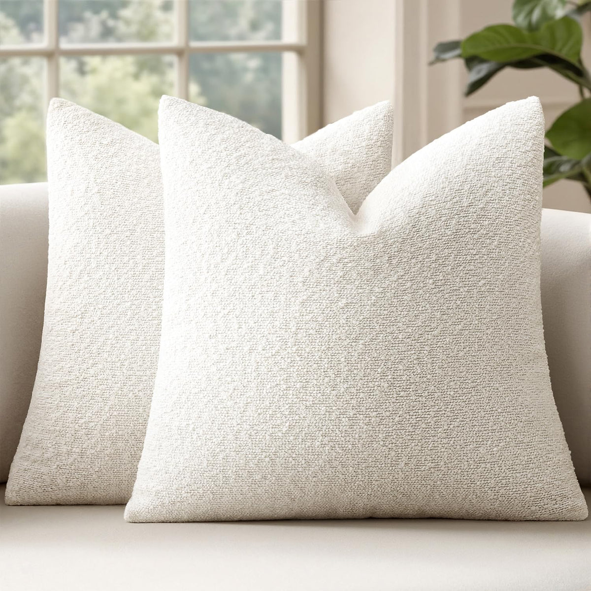 MIULEE 20x20 Decorative Boucle Couch Pillow Covers Brown