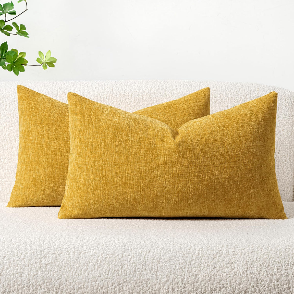 MIULEE Soft Chenille Throw Pillow Covers Teal 18x18 Inch Pack of 2