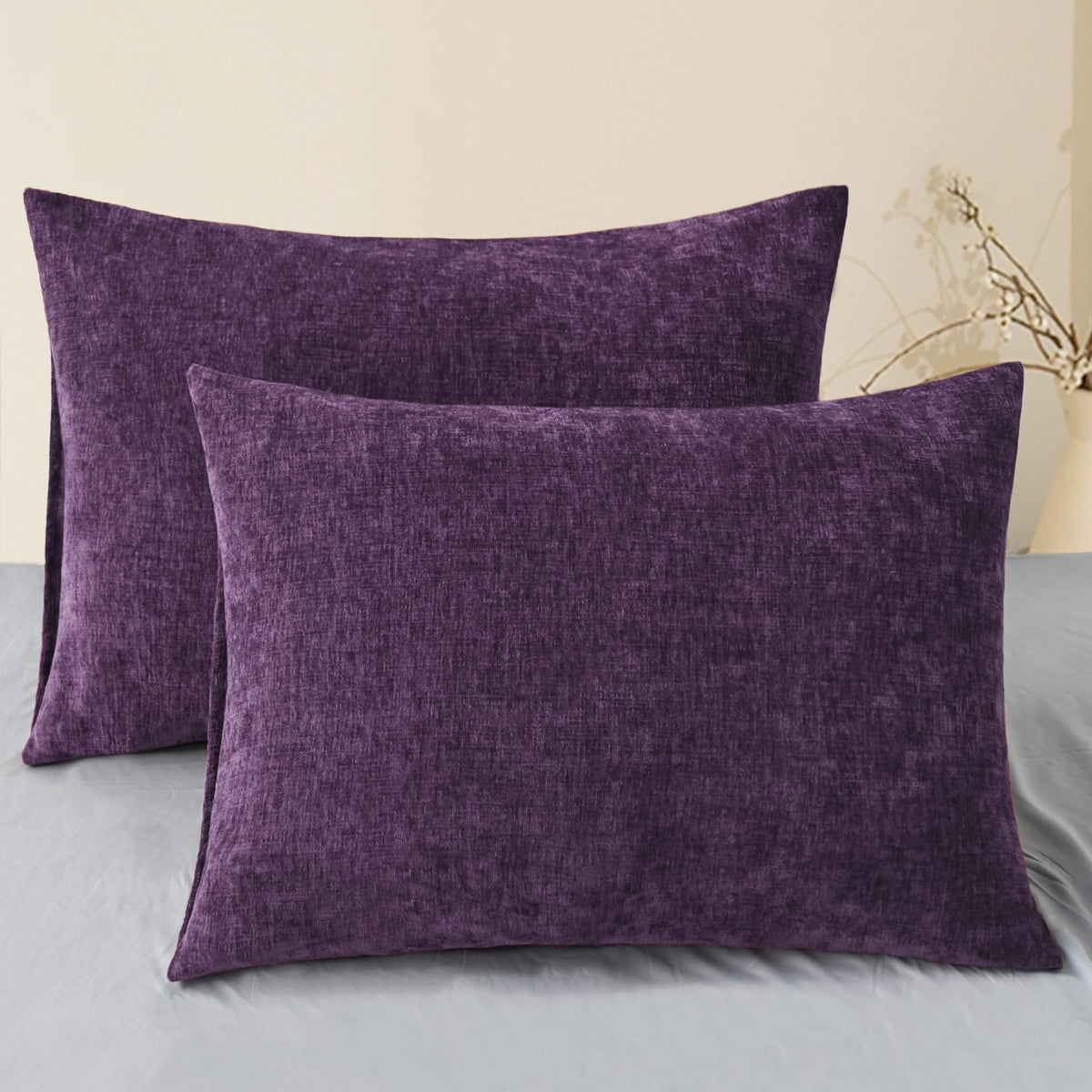 CaliTime Decorative Couch Throw Pillow Covers 18 X 18 Inches Navy Blue