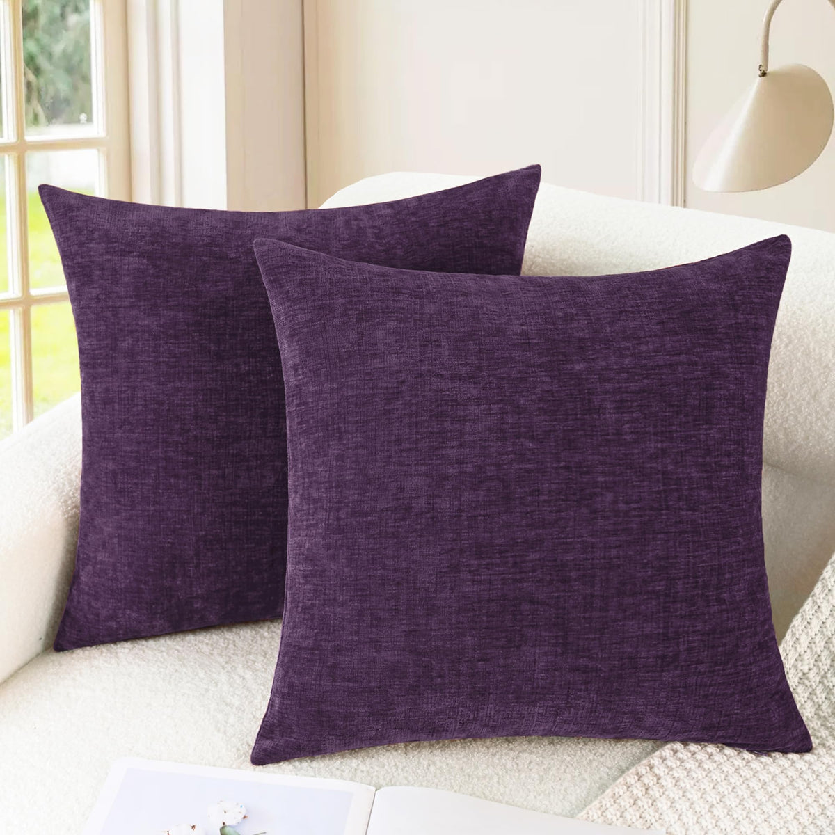 CaliTime Decorative Couch Throw Pillow Covers 18 X 18 Inches Navy Blue