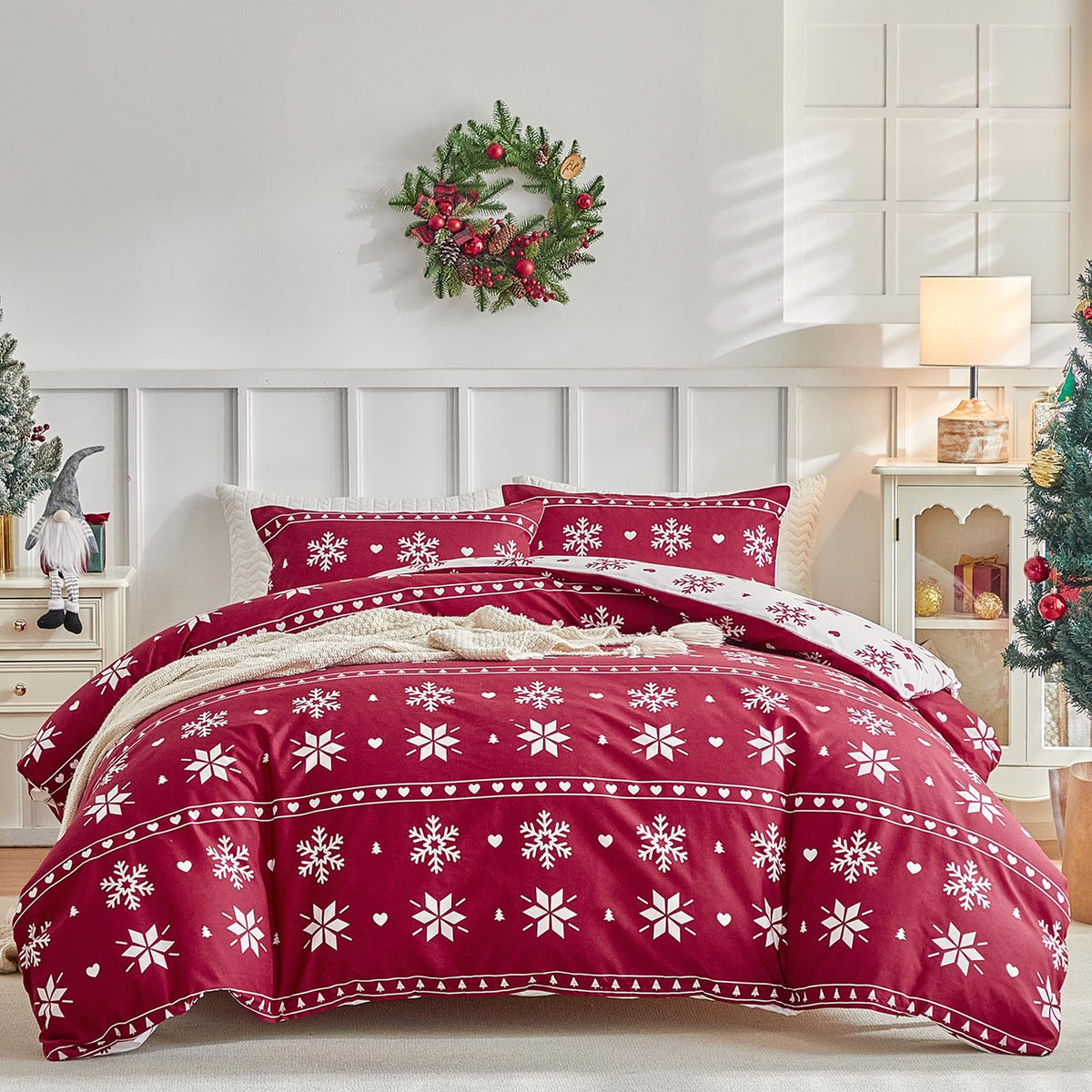 Lekesky Floral Duvet Cover Queen Size 3-Piece, Sage Green