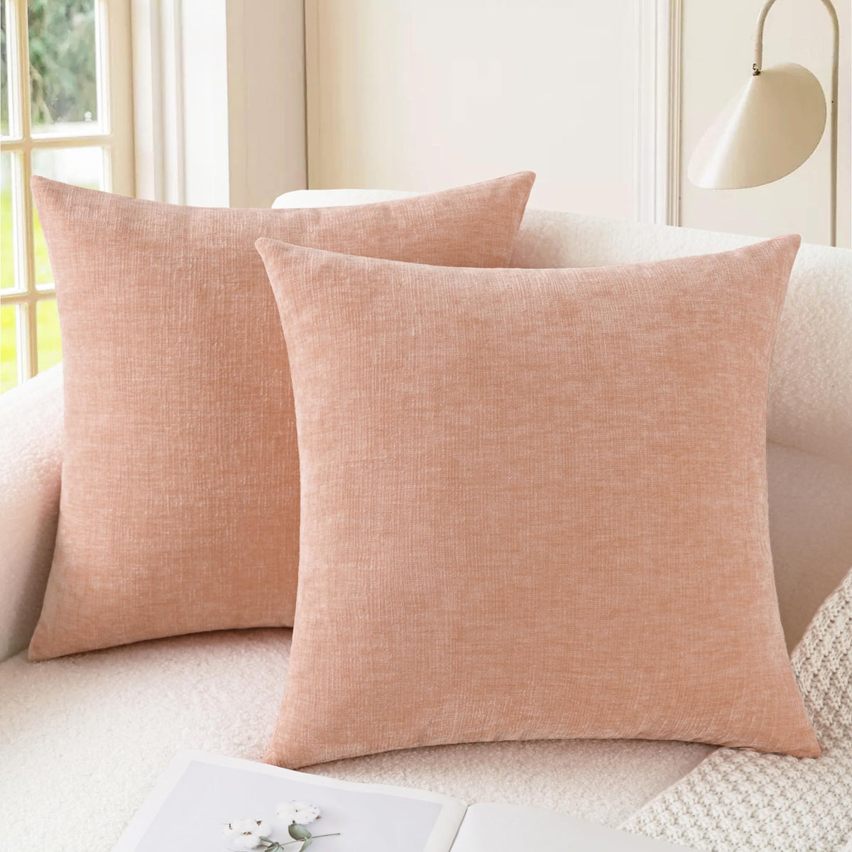 CaliTime Decorative Couch Throw Pillow Covers 18 X 18 Inches Navy Blue