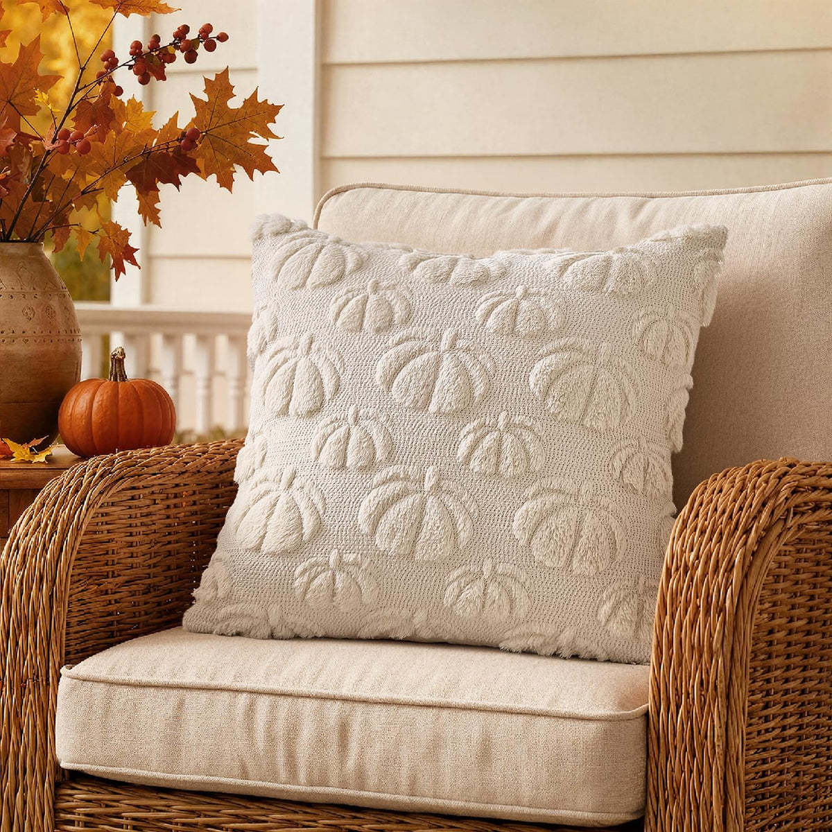 MIULEE Fall Decor Pillow Covers 18x18 Set of 2 Pumpkin Beige