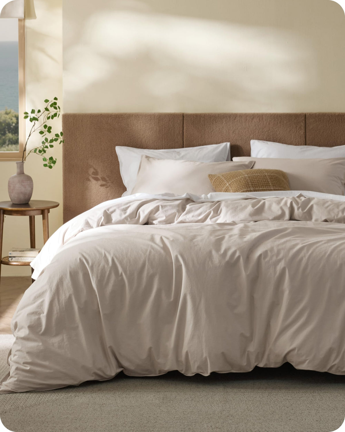 Bedsure PureWoven 100% Washed Cotton Duvet Cover Set, King Size, 3-PC