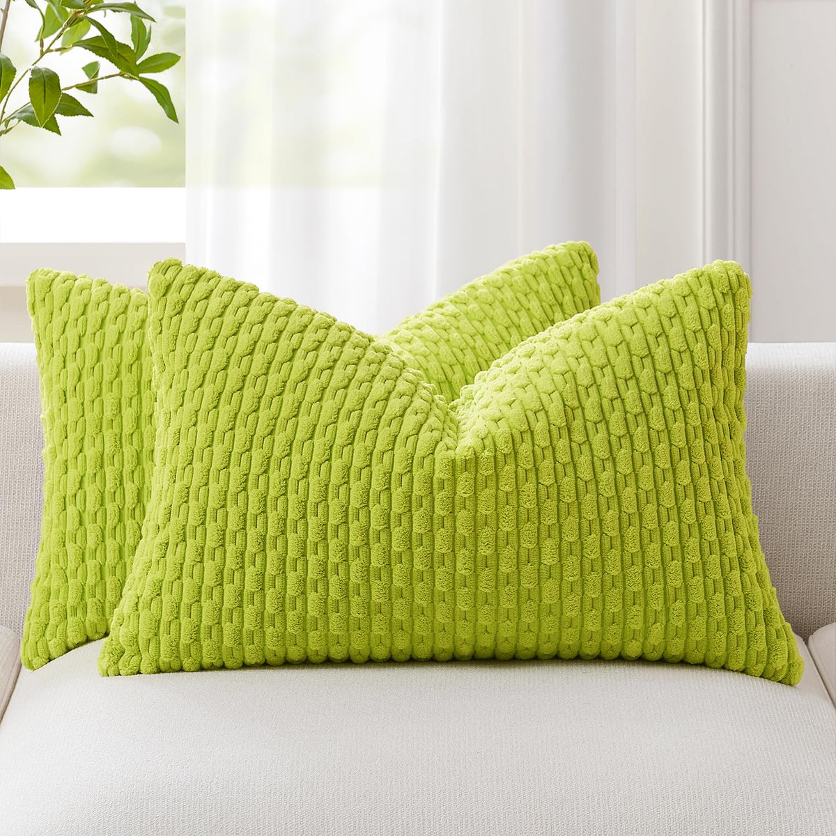 Kevin Textile Soft Corduroy 18x18 Inch Pillow Covers 2 Pack, Burnt Brick