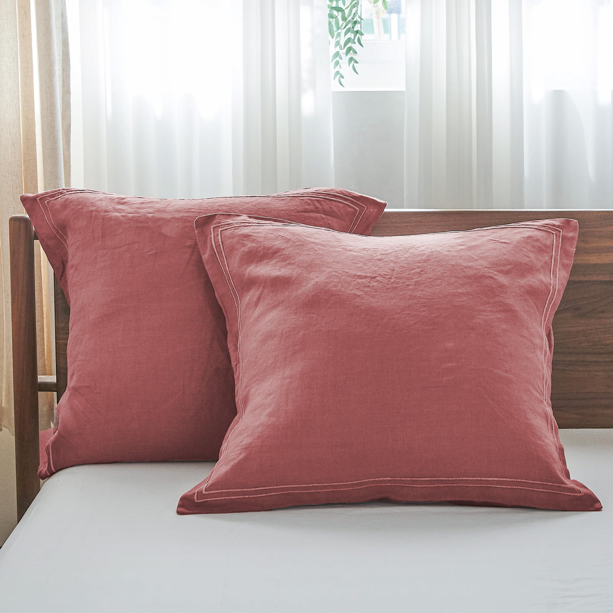 Simple&Opulence 100% French Flax Linen Duvet Cover Set with Embroidery Washed - 3 Pieces (1 Duvet Cover with 2 Pillow Shams) with Button Closure Soft Breathable Farmhouse - Linen, King Size
