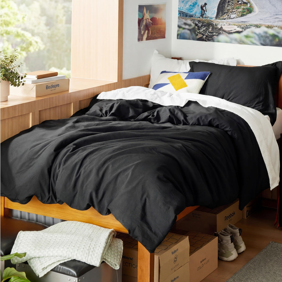 Bedsure Prewashed Duvet Cover Queen, Cotton-Like Bedding Set, Olive Green