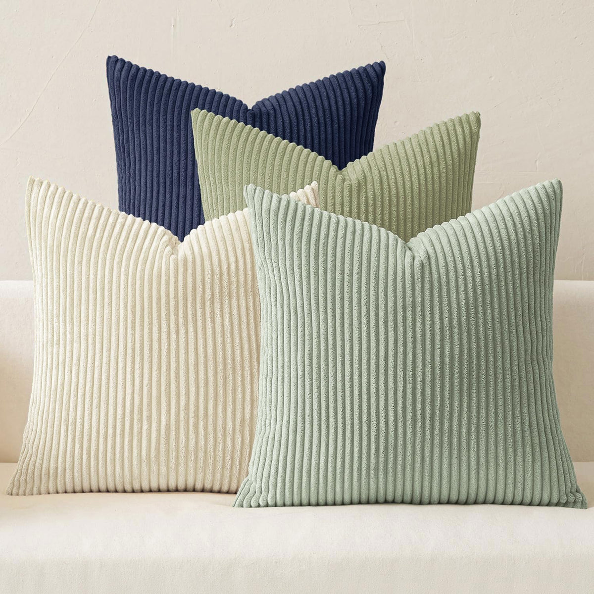 MIULEE Fall Corduroy Decorative Throw Pillow Covers Rust-Olive Green 18x18