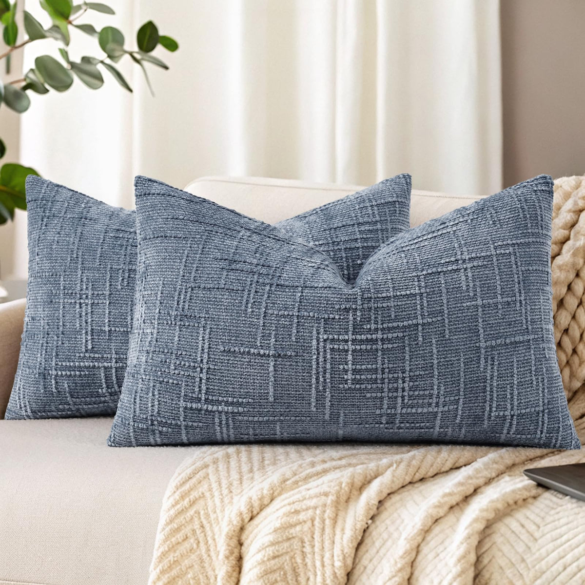 decorUhome Textured Chenille Throw Pillow Covers 18x18 Set of 2 Rust