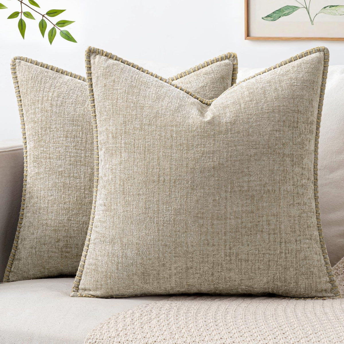 MIULEE Decorative Couch Throw Pillow Covers 18x18 Inch Navy 2 Pack