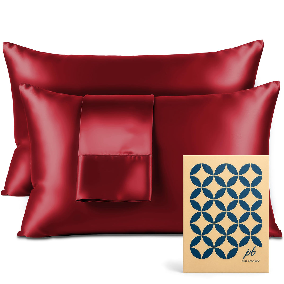 Pure Bedding Satin Pillowcase 2 Pack - Queen Size (20"x30", Black) - Silky Pillow Cases for Hair and Skin - Satin Pillow Covers with Envelope Closure - Extra Soft Premium Microfiber