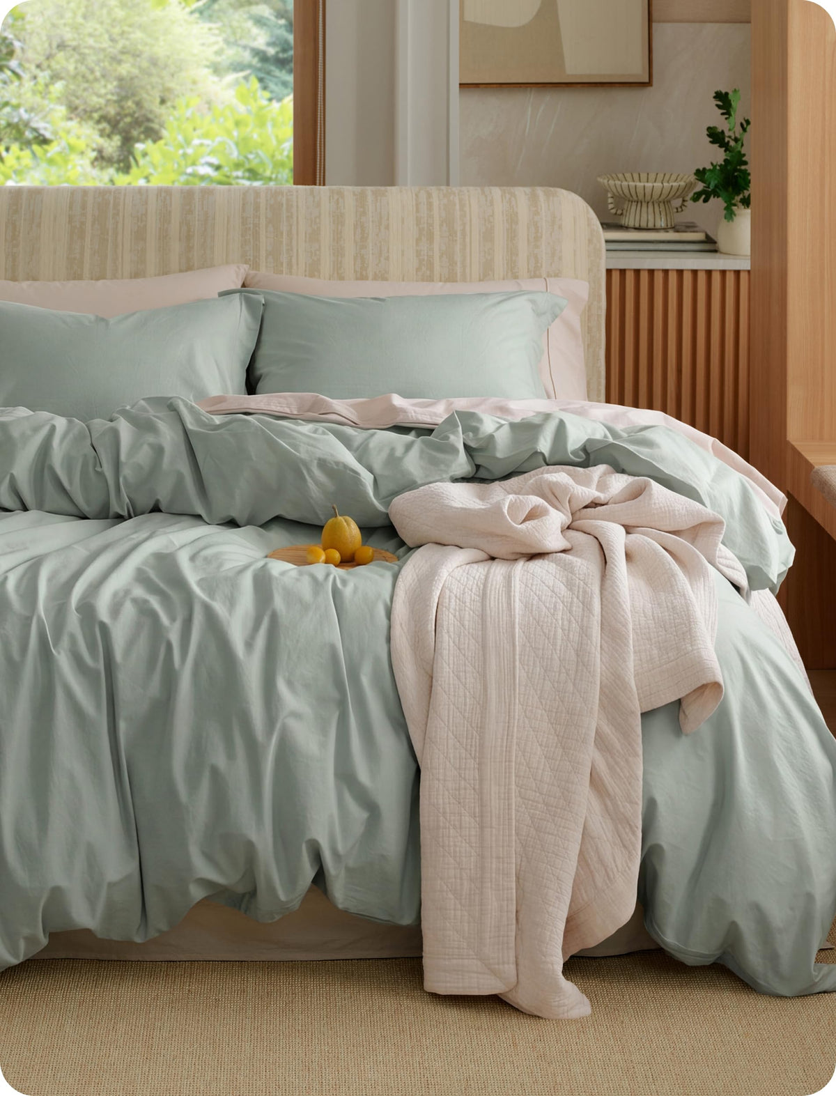 Bedsure PureWoven 100% Washed Cotton Duvet Cover Set, King Size, 3-PC