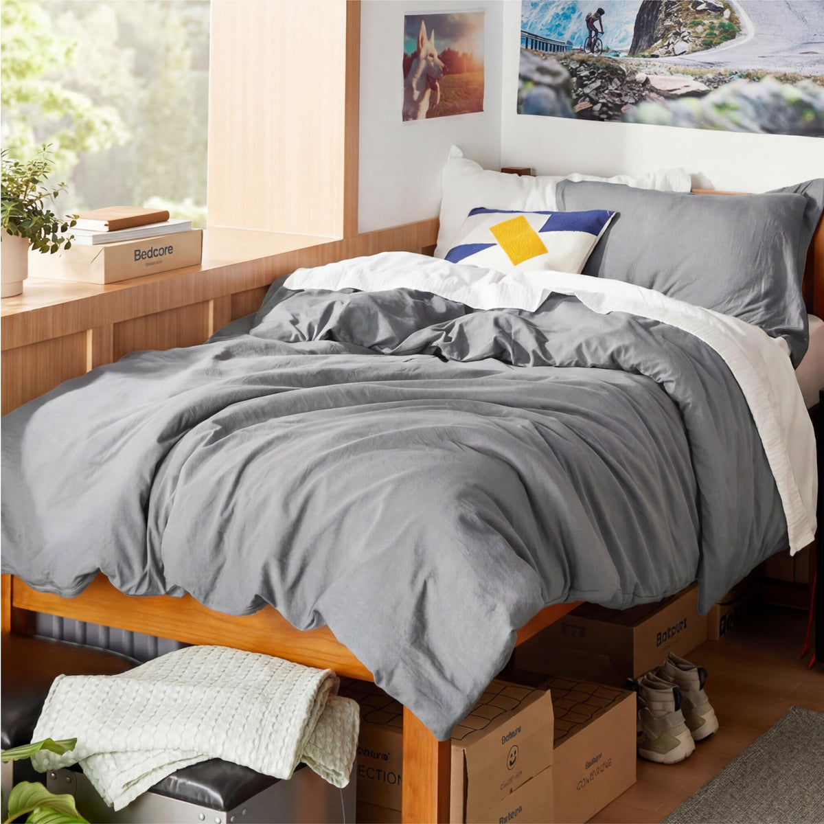 Bedsure Prewashed Duvet Cover Queen, Cotton-Like Soft Bedding Set, Beige