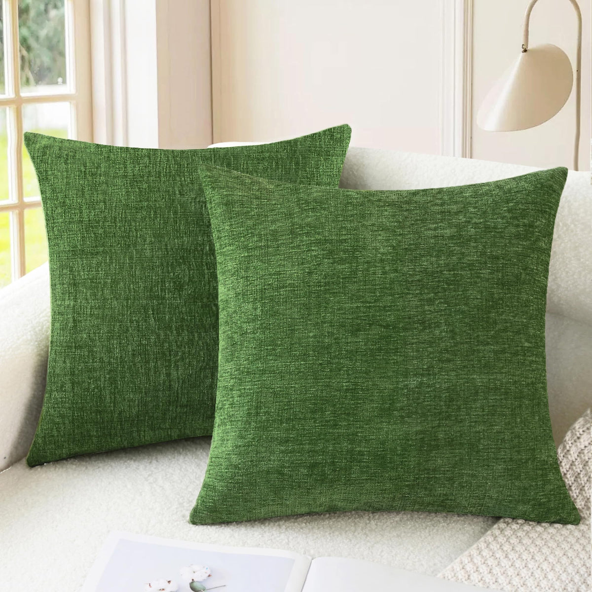 CaliTime Decorative Couch Throw Pillow Covers 18 X 18 Inches Navy Blue