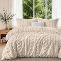 Maple&Stone Boho Duvet Cover Queen, White Tufted 3-Piece Set