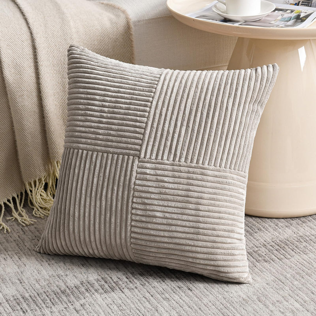 Fancy Homi Blush Pink Lumbar Decorative Throw Pillow Covers 12x20 Inch for Living Room Couch Bed, Rustic Farmhouse Boho Home Decor, Soft Striped Corduroy Rectangle Accent Cushion Case 30x50 cm