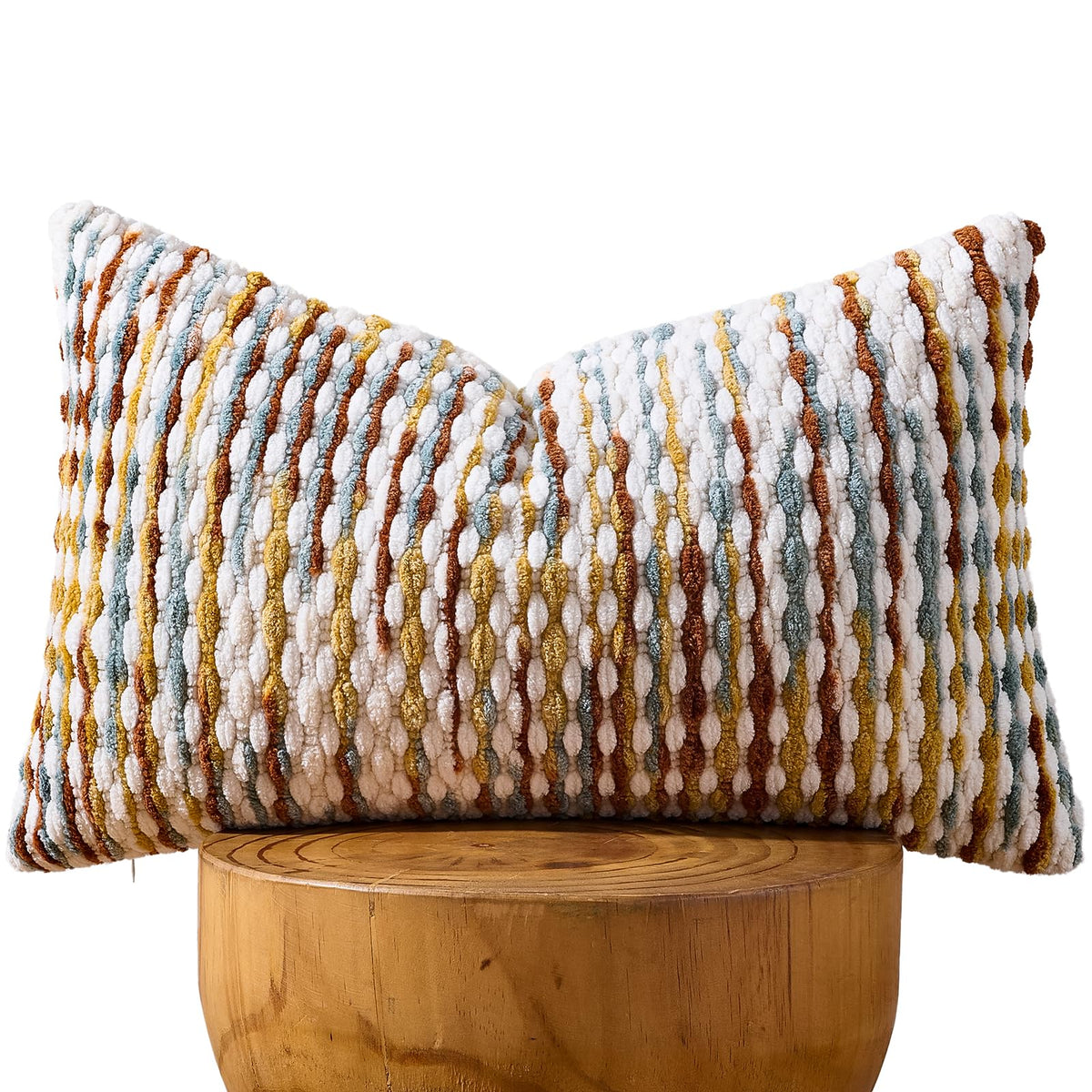 AmHoo Set of 2 Boho Chenille Pillow Cover,18 x 18-Inch Brown