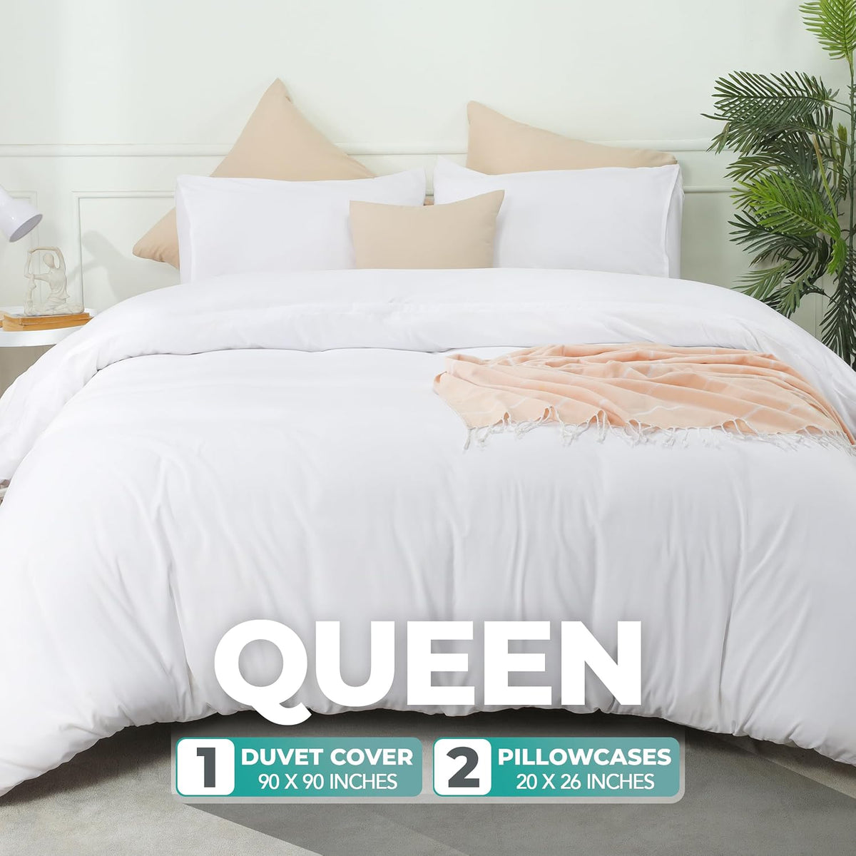Utopia Bedding Duvet Cover Set with Pillowcases - 3 Pieces Bedding Duvet Cover with Zipper Closure - 1 Duvet Cover with 2 Pillowcases - Soft Brushed Microfiber (Queen, White)