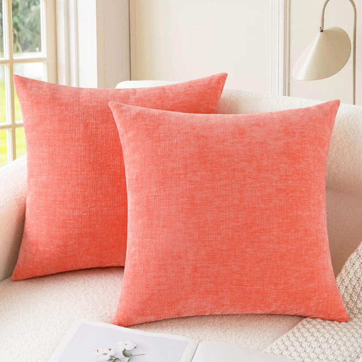 CaliTime Decorative Couch Throw Pillow Covers 18 X 18 Inches Navy Blue