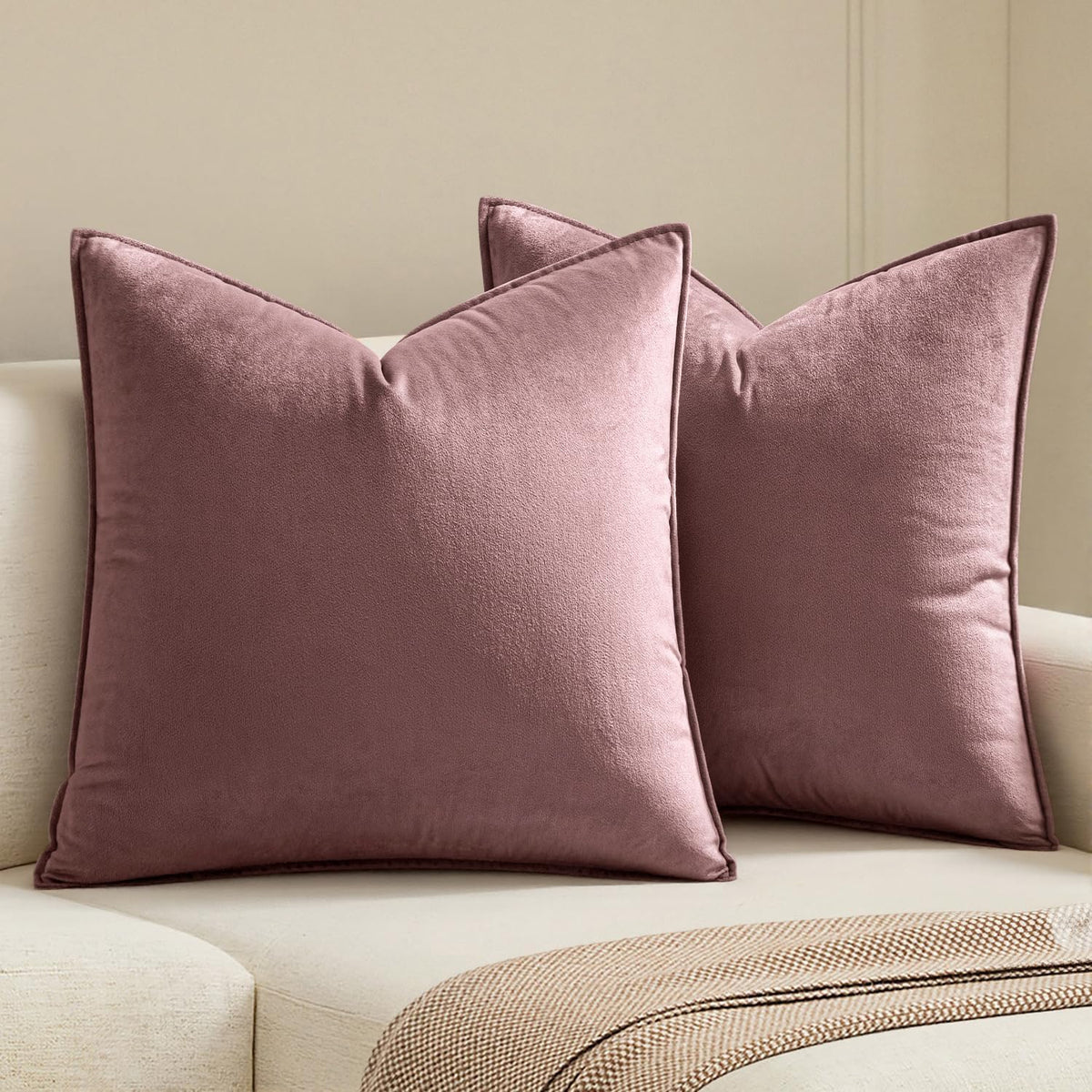 MIULEE Decorative Dark Brown Velvet Throw Pillow Covers for Couch 18x18 in