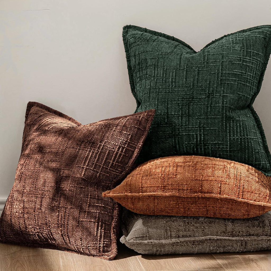 MIULEE Slubby Textured Decorative Throw Pillow Covers Dark Green 18x18