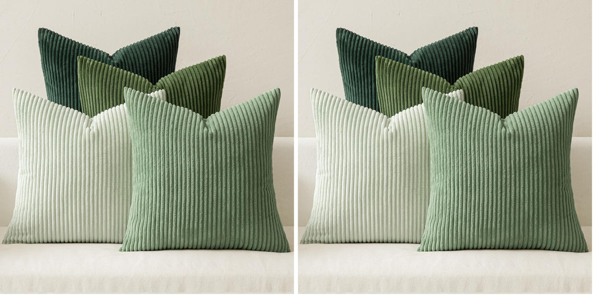 MIULEE Fall Corduroy Decorative Throw Pillow Covers Rust-Olive Green 18x18