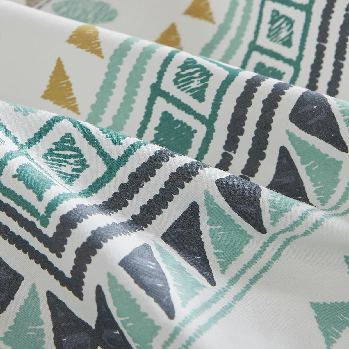 SUSYBAO Boho Aztec Duvet Cover King 100% Cotton 3 Pcs Set 1 Vintage Bohemian Geometric Duvet Cover with Zipper Ties 2 Pillowcases Tribal Yellow Green Triangle Print Bedding Set Soft