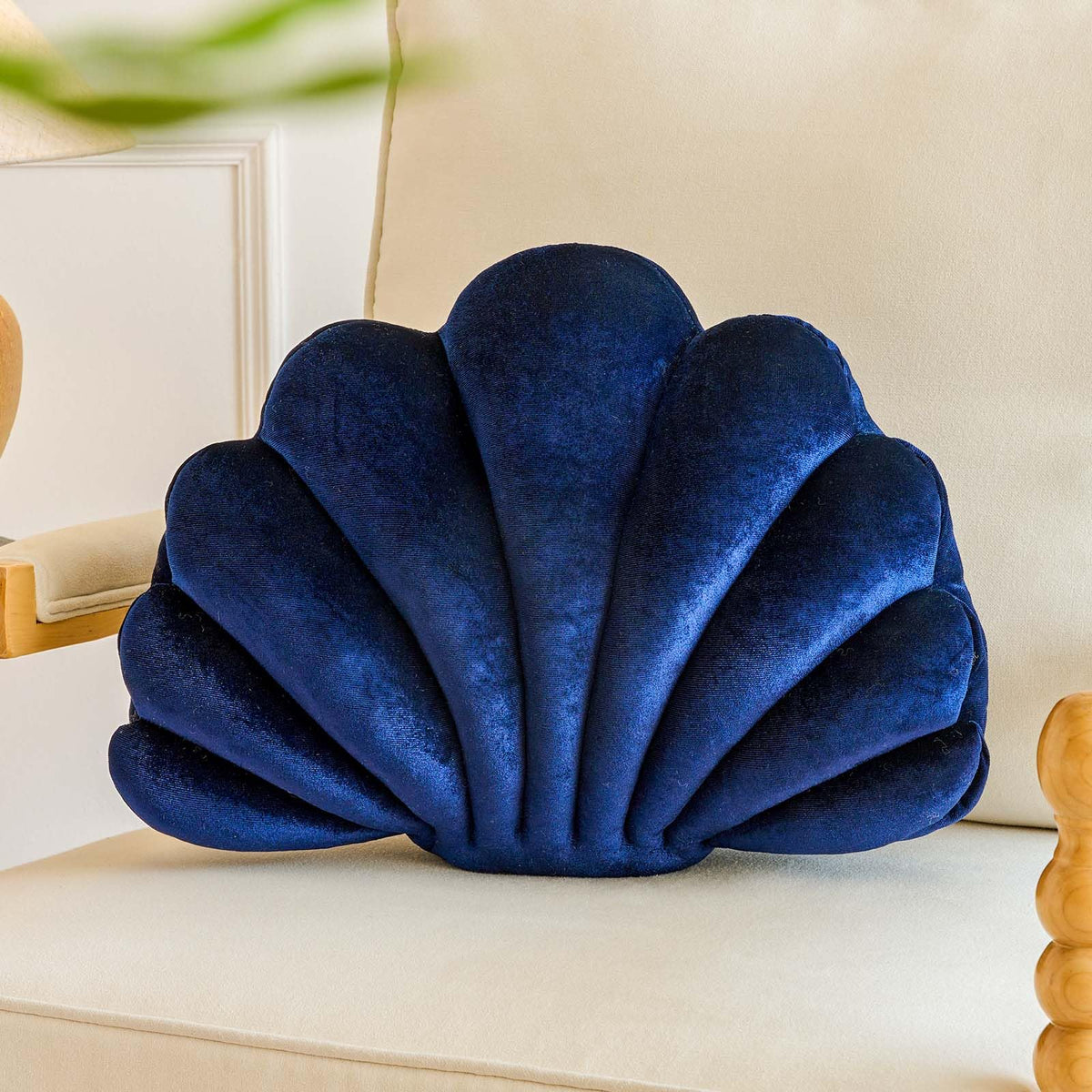 Lfsaaj Dusty Blue Seashell Throw Pillows, Shell Shaped Throw Pillows, 13 Inch Soft Home Decorative Pillow Plush Cushion for Bed Couch Living Sofa Room Decor Accent Throw Pillow