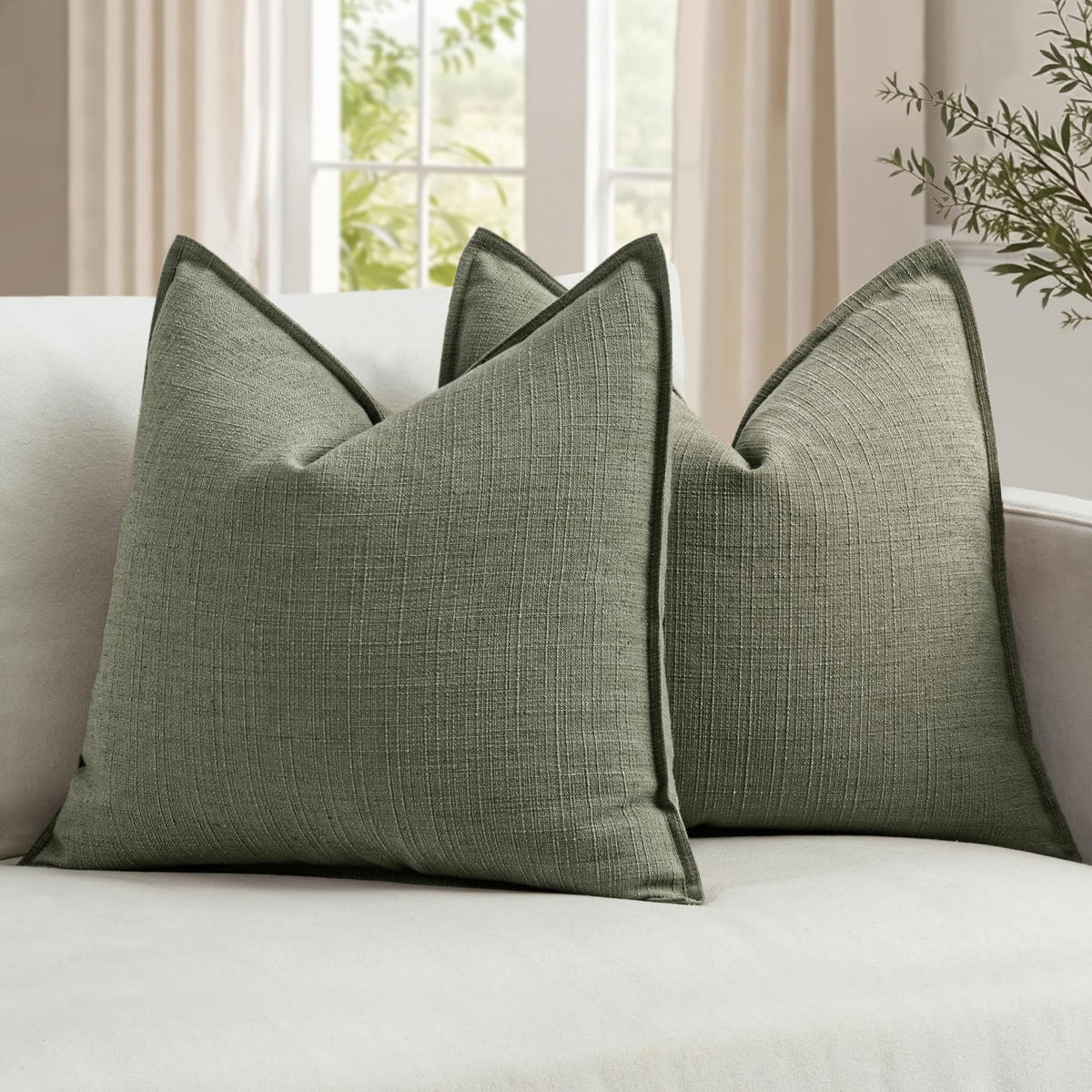 MIULEE Thick Textured Rust Decorative Fall Throw Pillow Covers 20x20 Inch