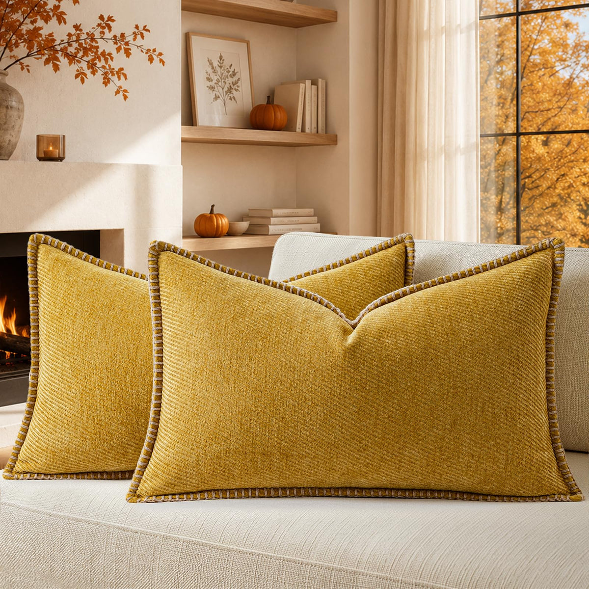 a moment Fall Decorative Throw Pillow Covers Pack of 2,12x20 Inch Rust