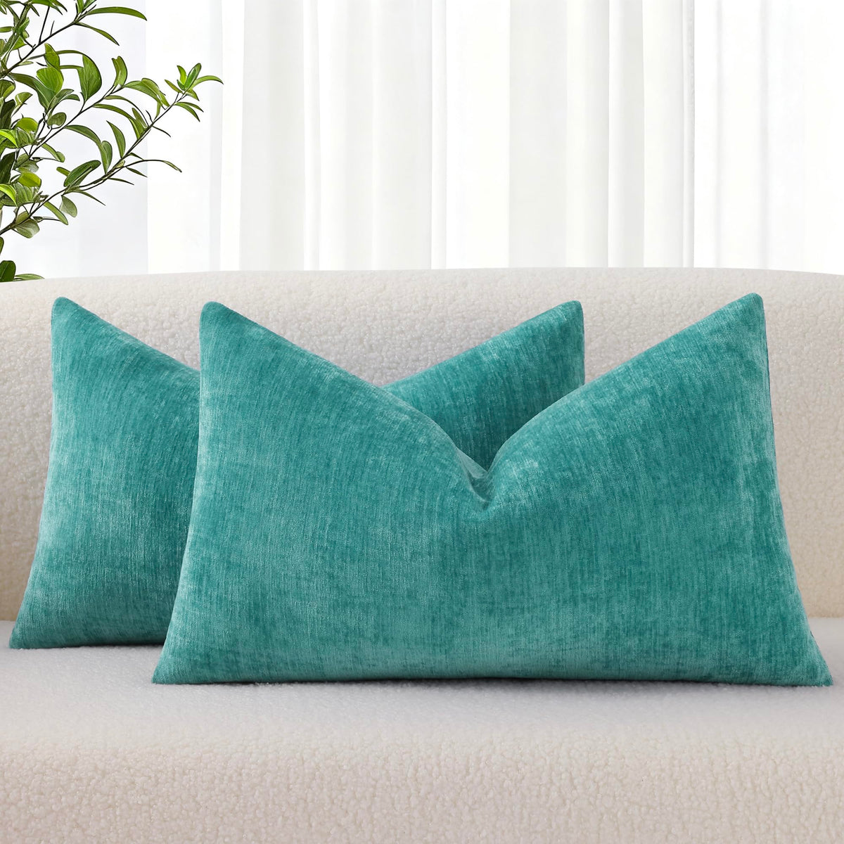 decorUhome Soft Chenille Blush Pink Throw Pillow Covers 18X18 Set of 2