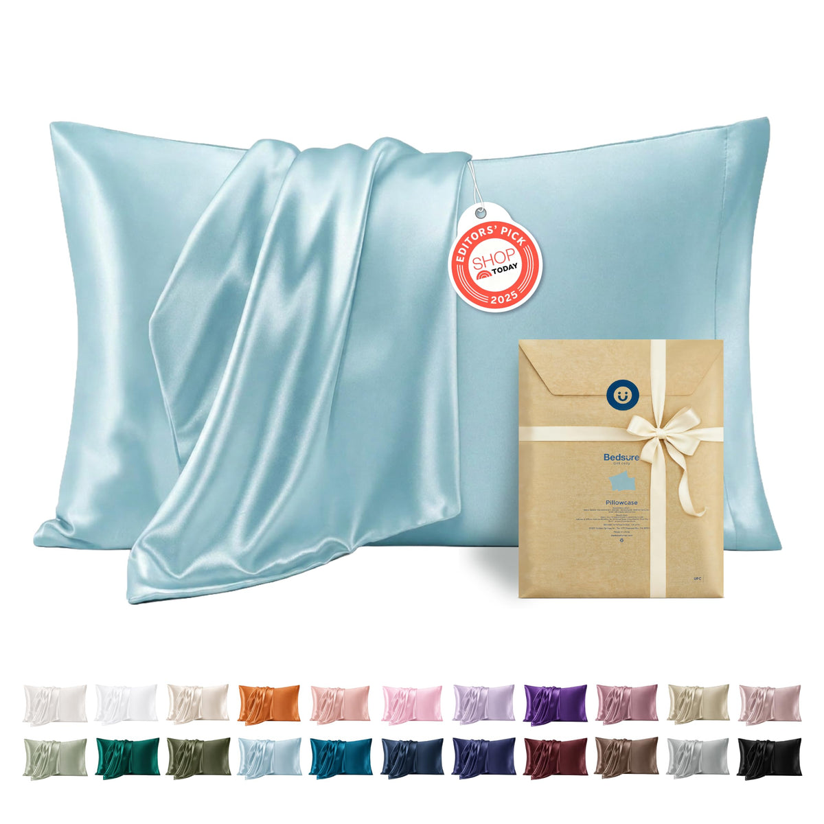 Bedsure Satin Pillowcases Queen Set of 2, Silky Pillow Cases, Dark Grey