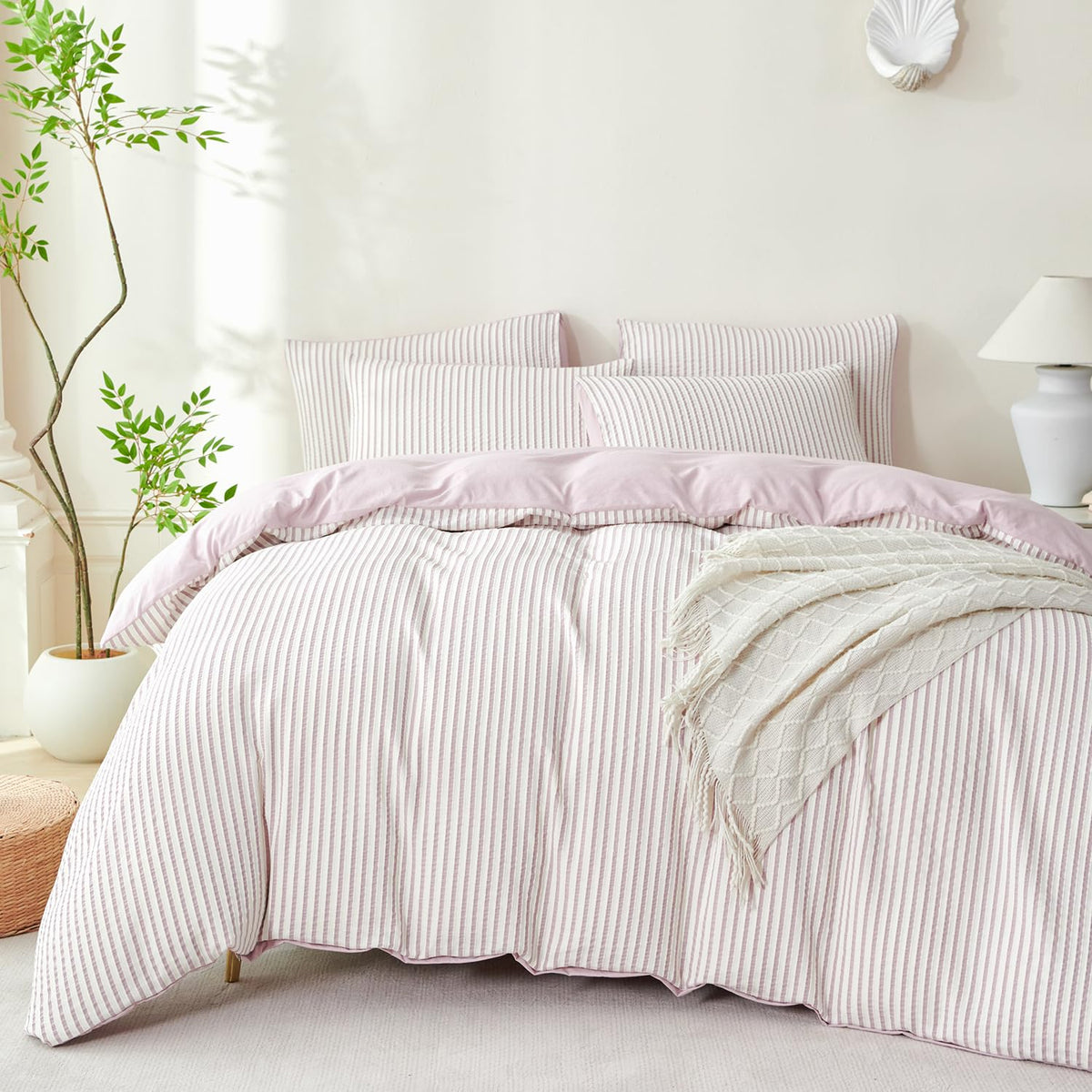 King Size Duvet Cover Set Floral Luxury Soft Brushed Microfiber Crinkle Gauze Fabric 3 Pieces Bedding Set Flower Pattern Duvet Cover King with Zipper Closure Breathable Comfy