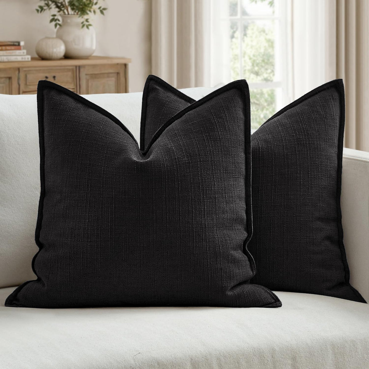 MIULEE Thick Textured Rust Decorative Fall Throw Pillow Covers 20x20 Inch