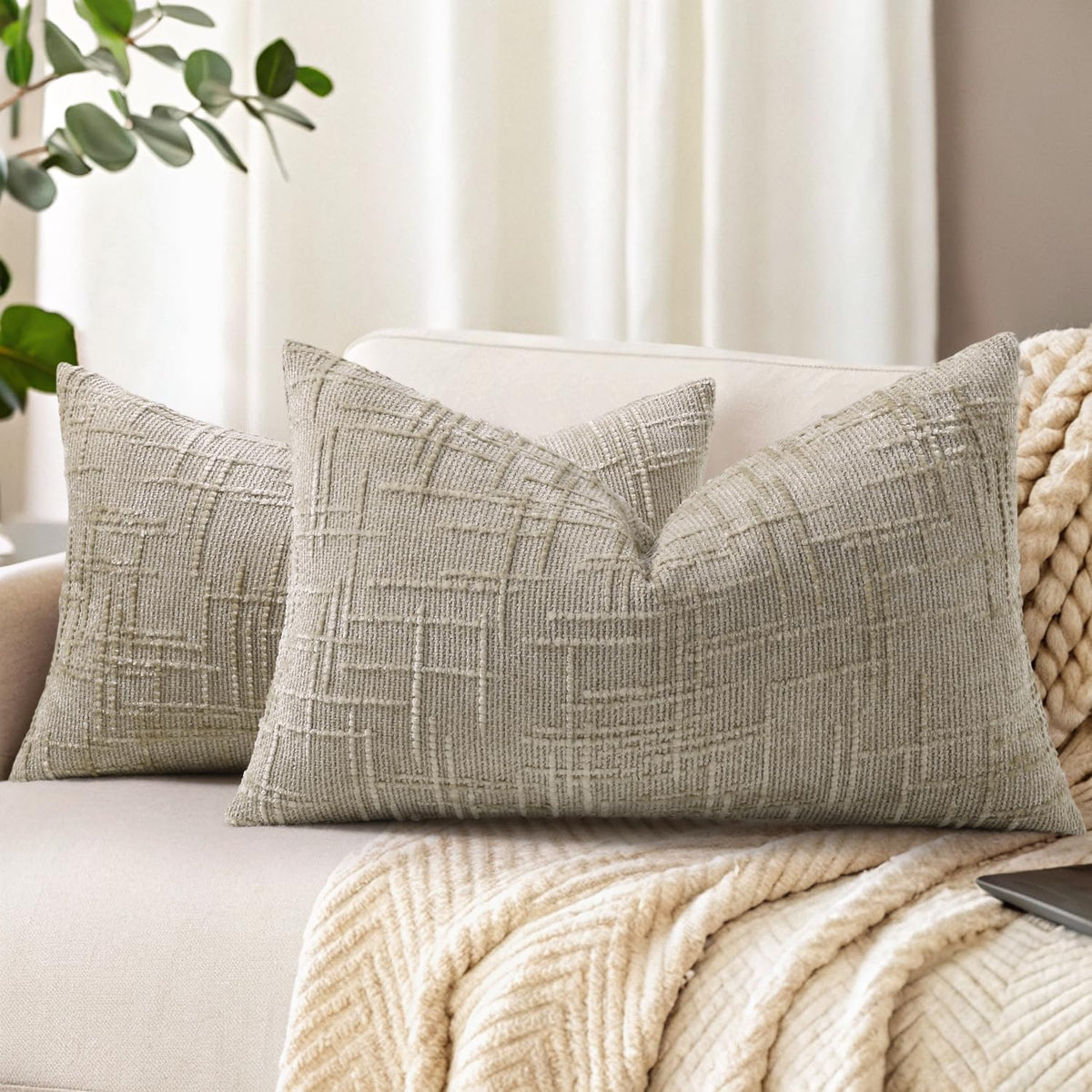 decorUhome Textured Chenille Throw Pillow Covers 18x18 Set of 2 Rust