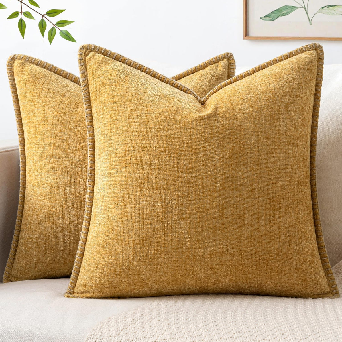 MIULEE Decorative Couch Throw Pillow Covers 18x18 Inch Navy 2 Pack