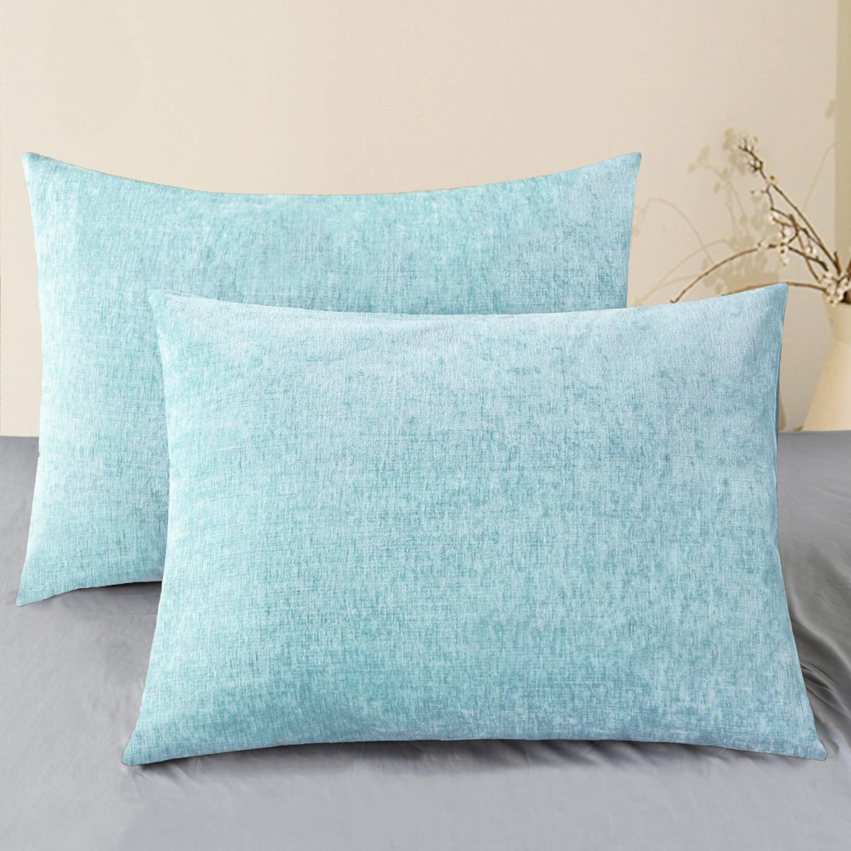 CaliTime Decorative Couch Throw Pillow Covers 18 X 18 Inches Navy Blue
