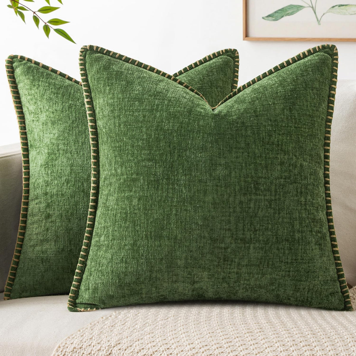 MIULEE Decorative Couch Throw Pillow Covers 18x18 Inch Navy 2 Pack
