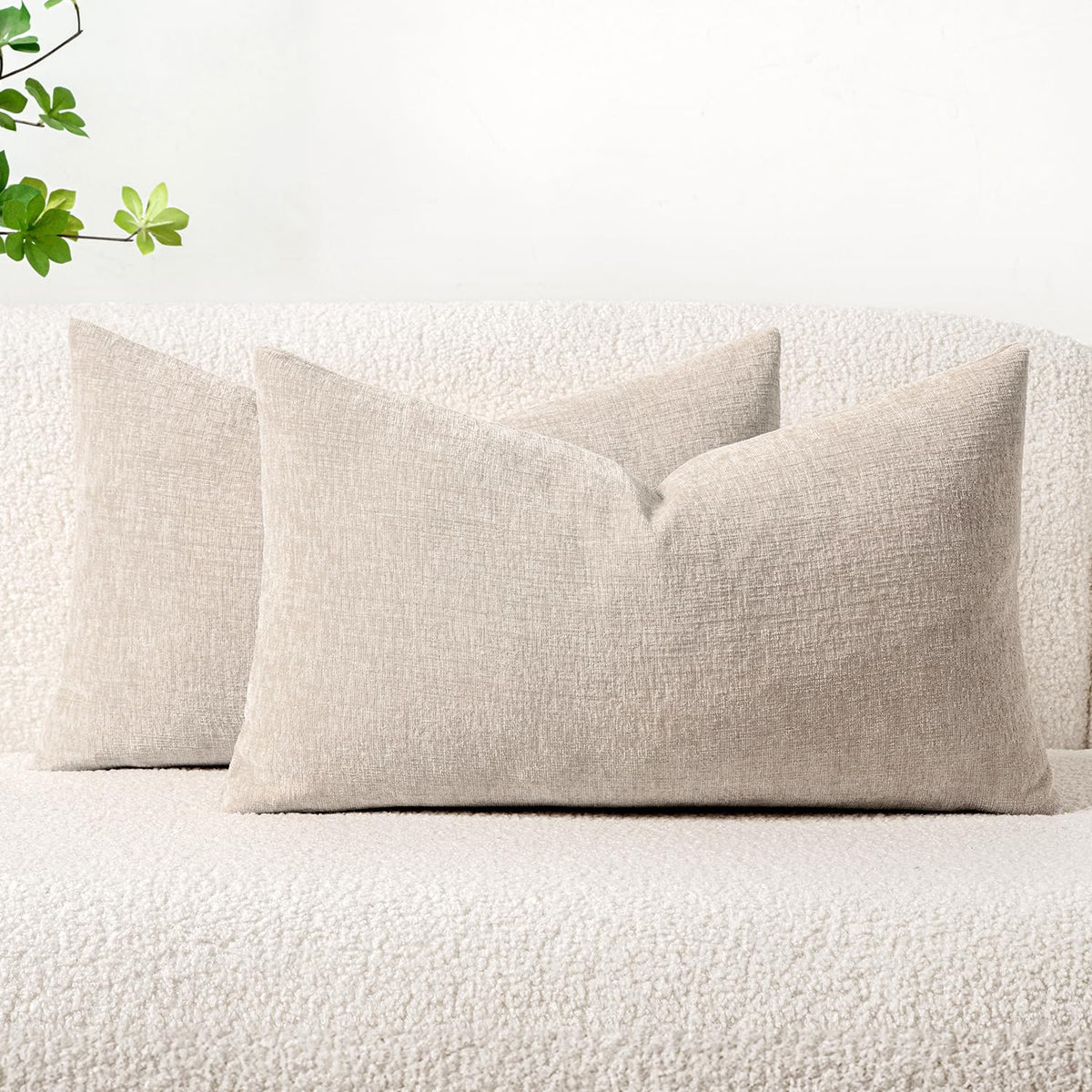 MIULEE Soft Chenille Throw Pillow Covers Sage Green 18x18 Inch Pack of 2