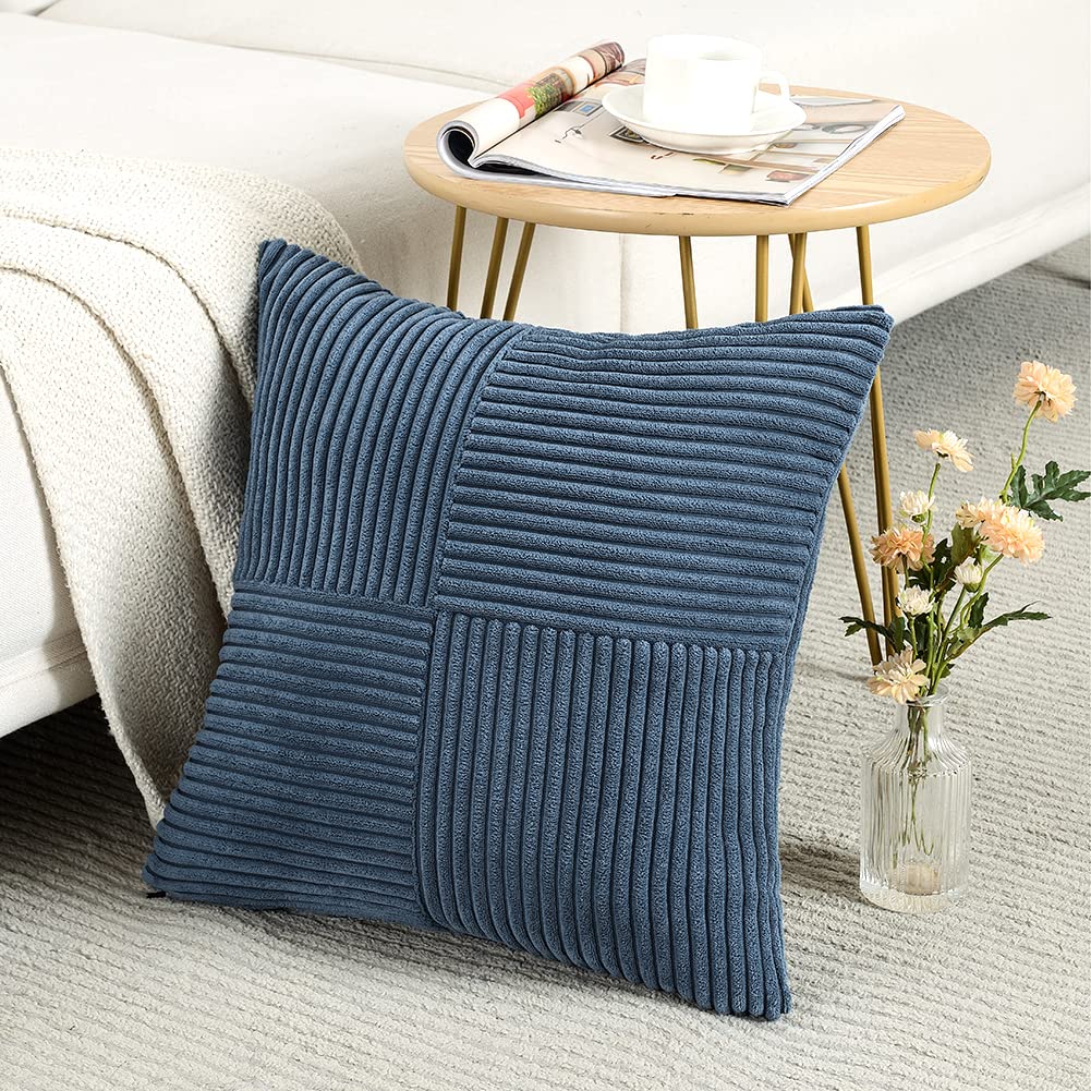 Fancy Homi Blush Pink Lumbar Decorative Throw Pillow Covers 12x20 Inch for Living Room Couch Bed, Rustic Farmhouse Boho Home Decor, Soft Striped Corduroy Rectangle Accent Cushion Case 30x50 cm