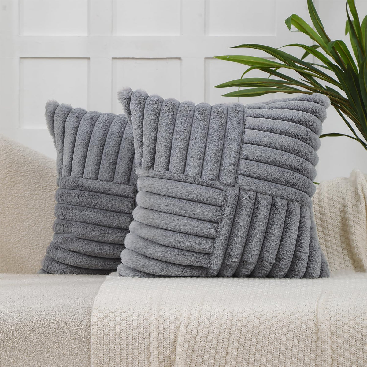 All Smiles Navy Blue Decorative Throw Pillow Covers 18x18 Set of 2