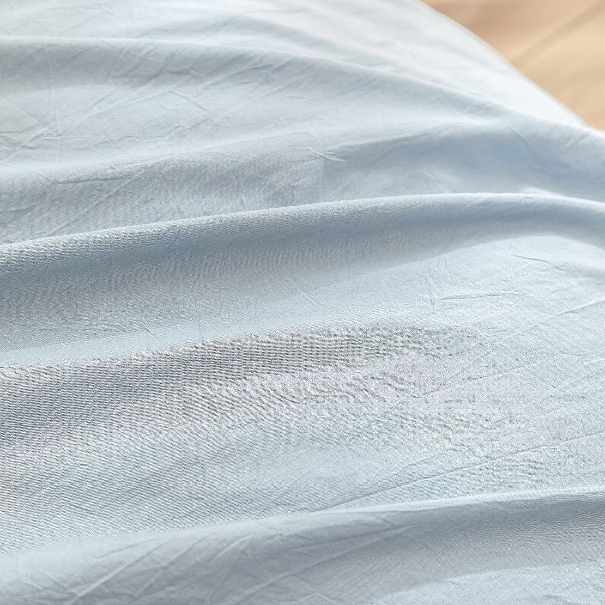 BESTOUCH Cotton Solid Duvet Cover Set Linen Feel Cornflower Blue King