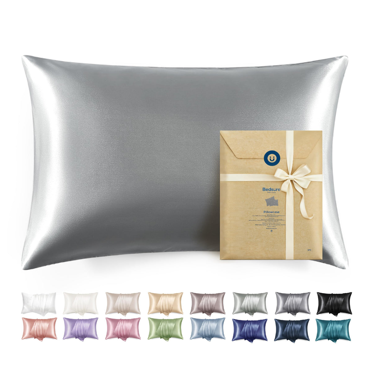 Bedsure Satin Pillowcase with Zipper, Similar to Silk Pillow Cases 2 Pack, Beige Standard Size Satin Pillow Case, Silky & Soft Pillow Covers, Valentines Day Gifts for Women Men, 20x26 Inches